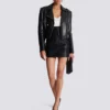High-waist rolled lambskin leather mini skirt