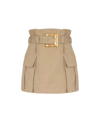 High-waisted gabardine skirt