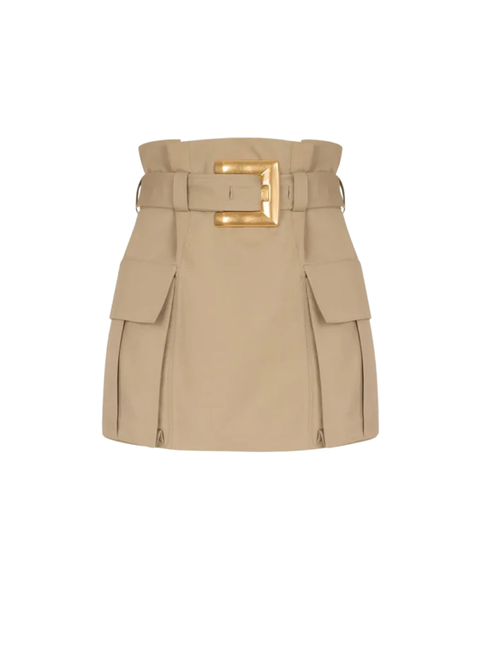 High-waisted gabardine skirt