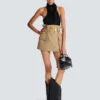 High-waisted gabardine skirt