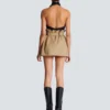 High-waisted gabardine skirt