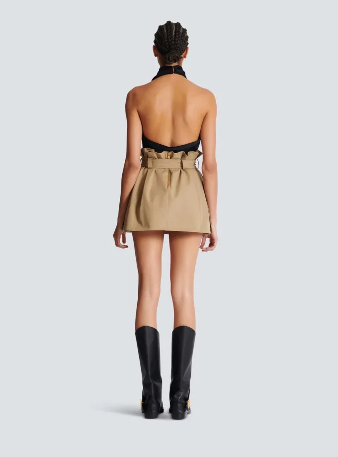 High-waisted gabardine skirt
