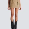 High-waisted gabardine skirt