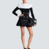 High-waisted grain de poudre skirt