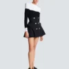 High-waisted grain de poudre skirt