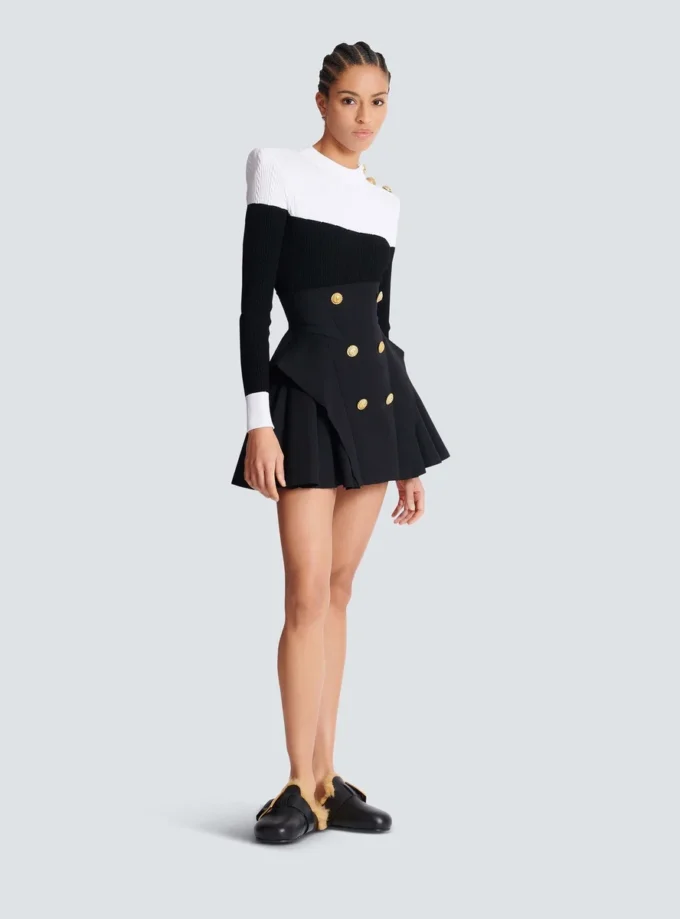 High-waisted grain de poudre skirt