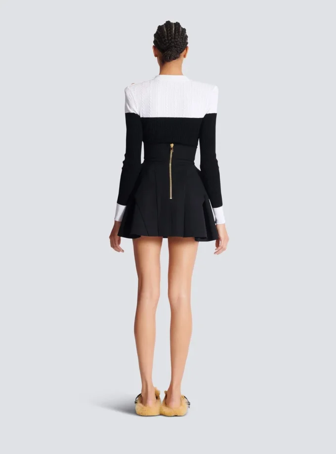 High-waisted grain de poudre skirt