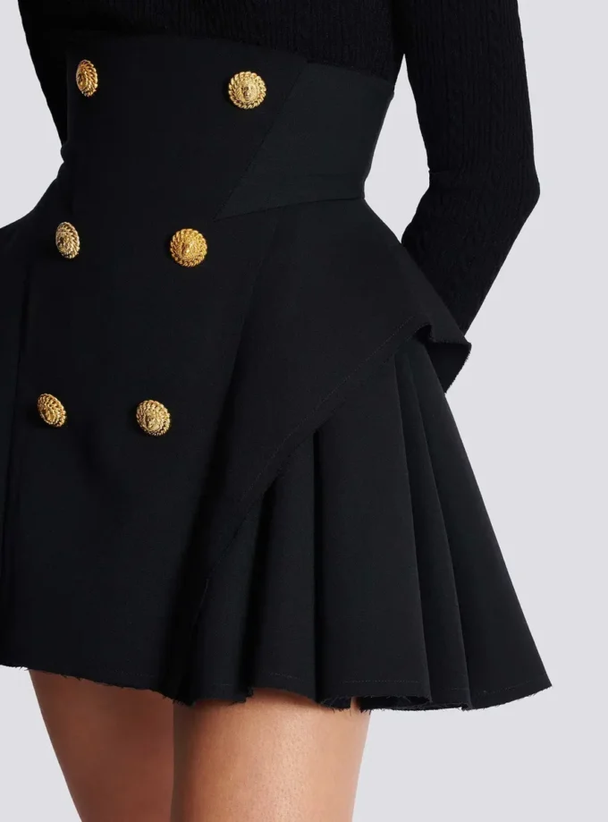 High-waisted grain de poudre skirt
