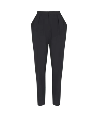 High-waisted grain de poudre trousers