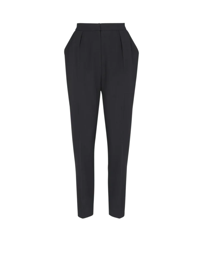 High-waisted grain de poudre trousers