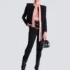 High-waisted grain de poudre trousers