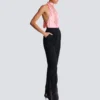High-waisted grain de poudre trousers
