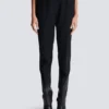 High-waisted grain de poudre trousers