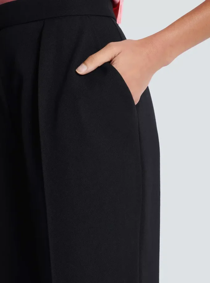 High-waisted grain de poudre trousers