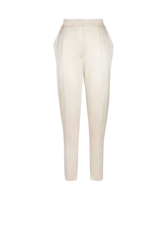High-waisted silk trousers