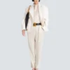 High-waisted silk trousers