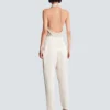 High-waisted silk trousers