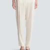 High-waisted silk trousers