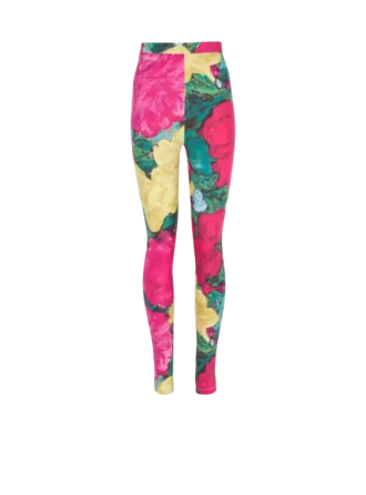 Jersey leggings with roses print