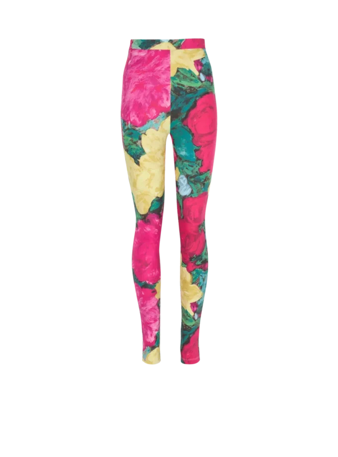 Jersey leggings with roses print