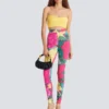 Jersey leggings with roses print