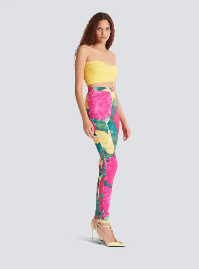 Jersey leggings with roses print