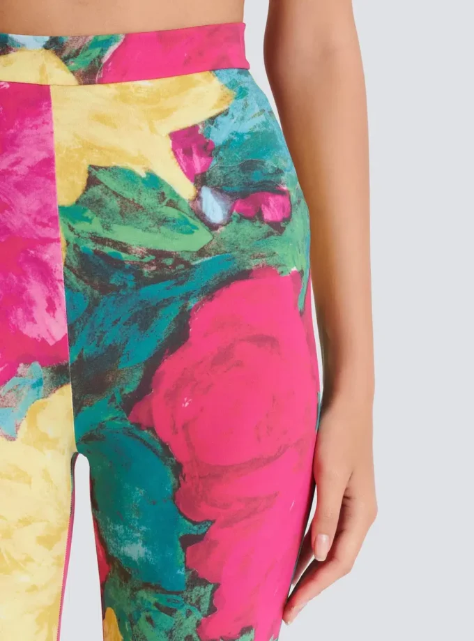 Jersey leggings with roses print