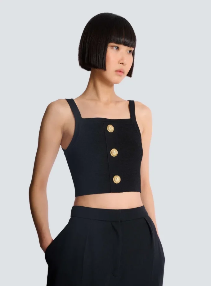 Knit bralette top with buttons Knit bralette top with buttons