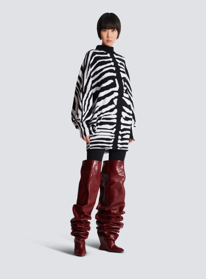 Knit dress with zebra intarsia
