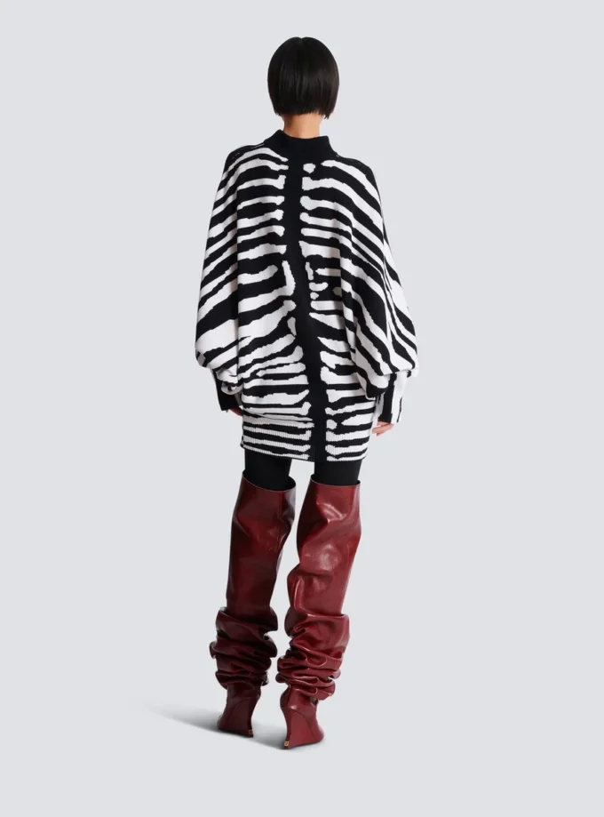 Knit dress with zebra intarsia