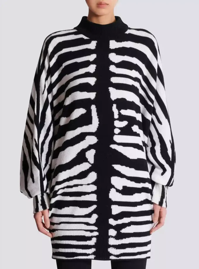 Knit dress with zebra intarsia