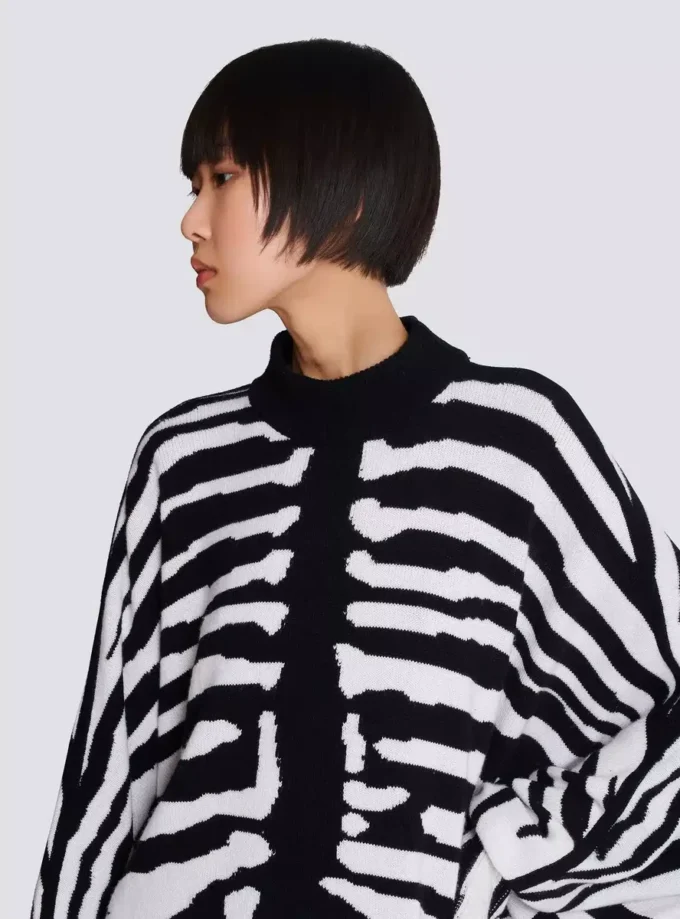 Knit dress with zebra intarsia