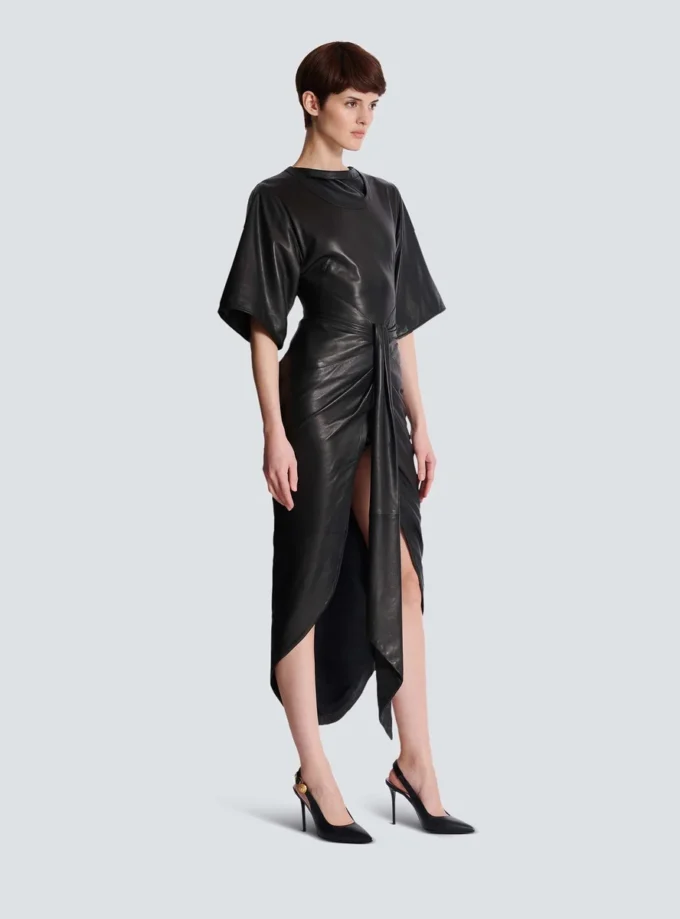 Knotted lambskin leather maxi dress Knotted lambskin leather maxi dress