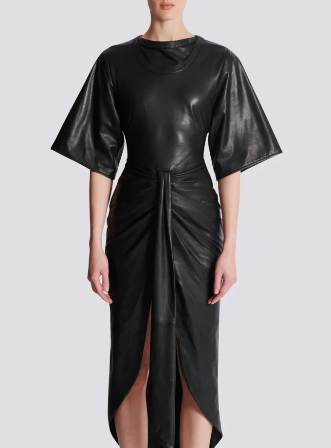 Knotted lambskin leather maxi dress Knotted lambskin leather maxi dress