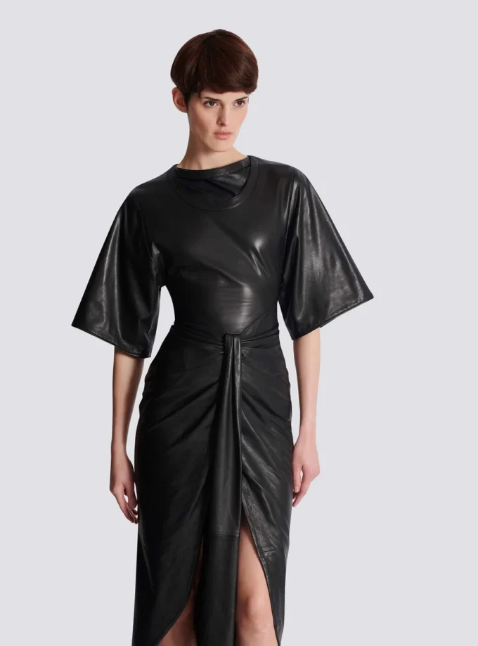 Knotted lambskin leather maxi dress Knotted lambskin leather maxi dress