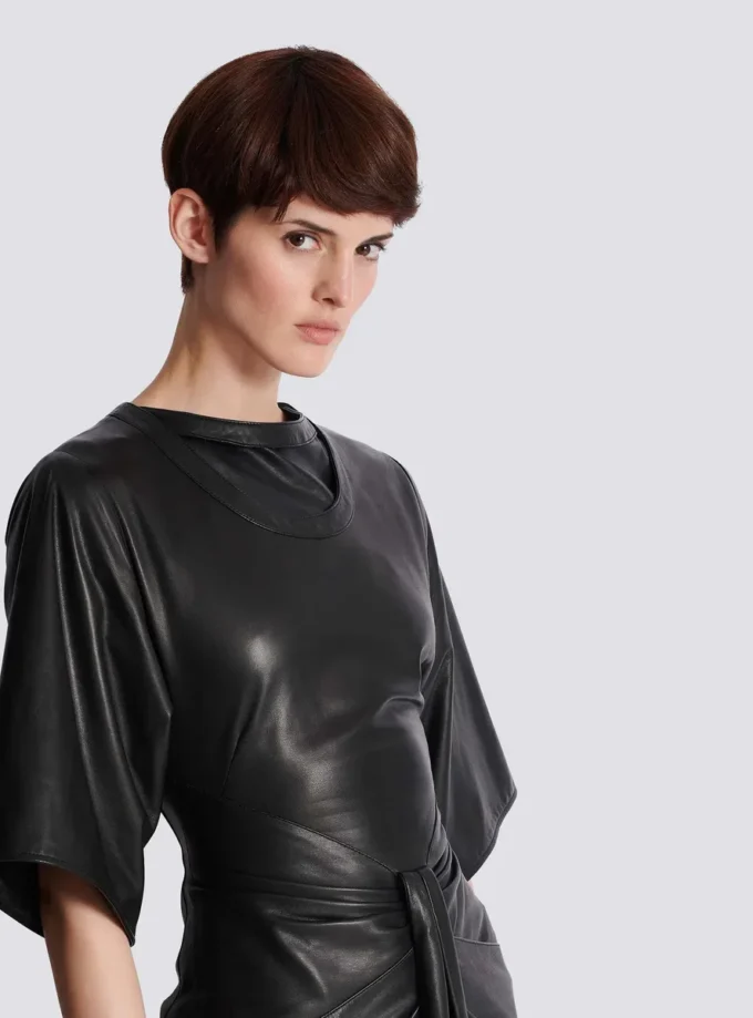 Knotted lambskin leather maxi dress Knotted lambskin leather maxi dress