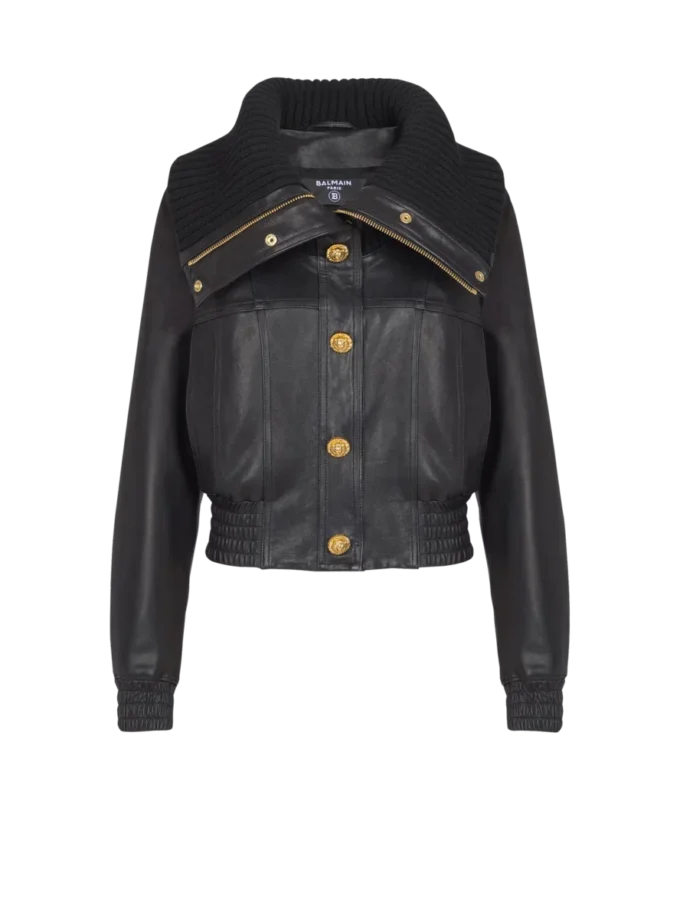 Lambskin and knit bomber jacket Lambskin and knit bomber jacket