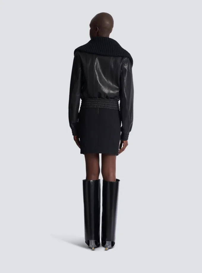 Lambskin and knit bomber jacket Lambskin and knit bomber jacket