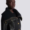 Lambskin and knit bomber jacket Lambskin and knit bomber jacket