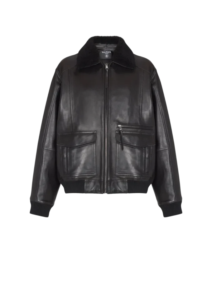 Lambskin aviator bomber jacket
