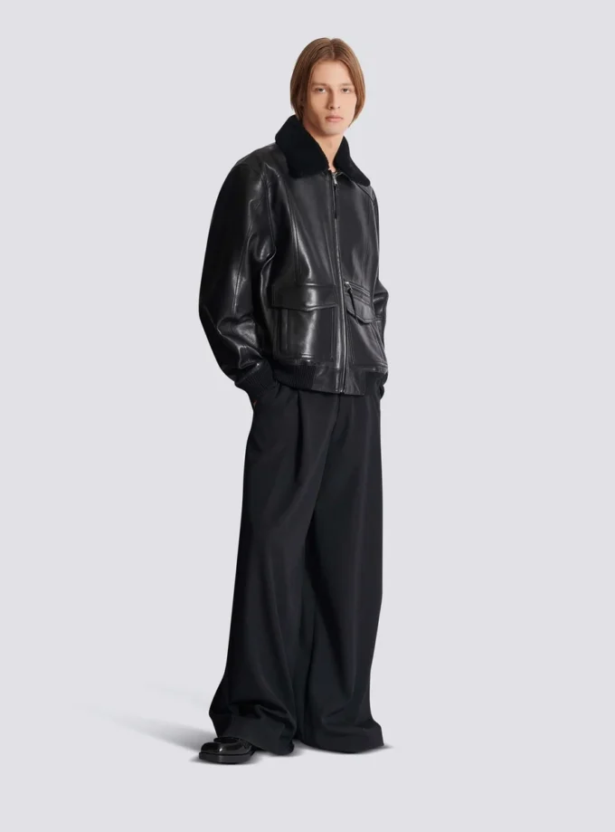 Lambskin aviator bomber jacket