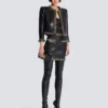 Lambskin edge-to-edge jacket with chain trim Lambskin edge-to-edge jacket with chain trim