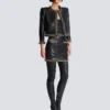 Lambskin edge-to-edge jacket with chain trim Lambskin edge-to-edge jacket with chain trim