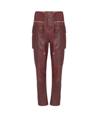 Lambskin leather cargo pants