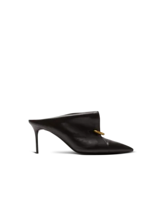 Lambskin leather mules with front piercing