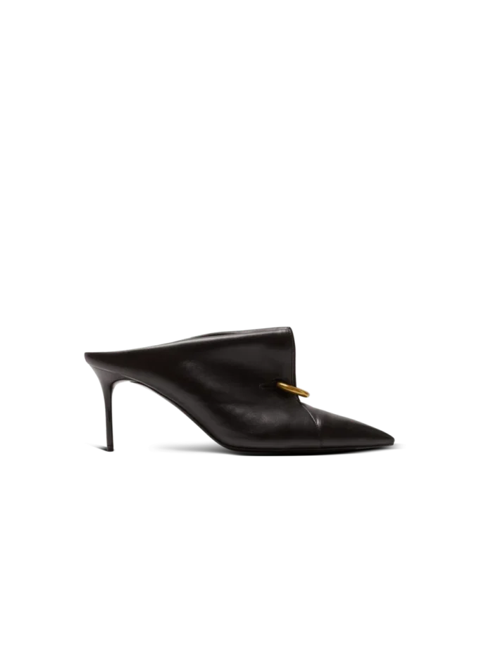 Lambskin leather mules with front piercing