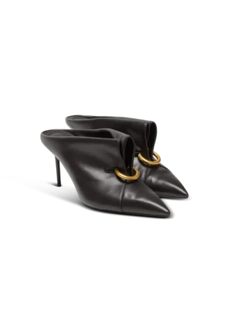 Lambskin leather mules with front piercing