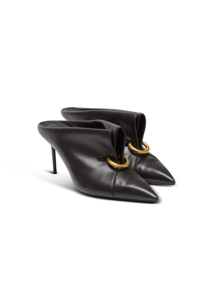 Lambskin leather mules with front piercing