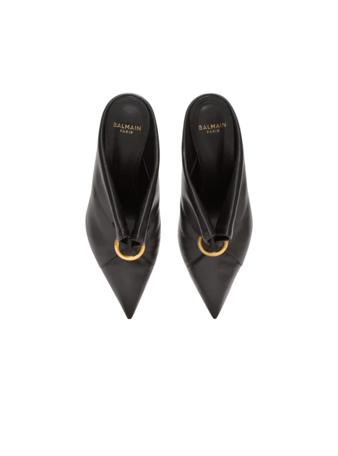 Lambskin leather mules with front piercing
