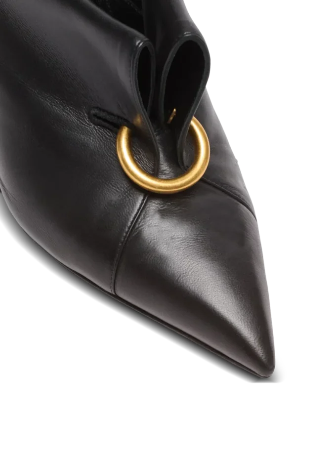 Lambskin leather mules with front piercing